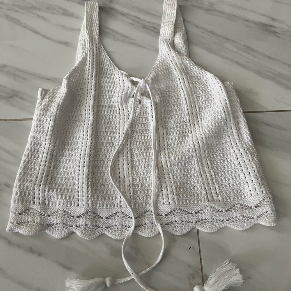 Old Navy White Crochet Tie-Front Camisole